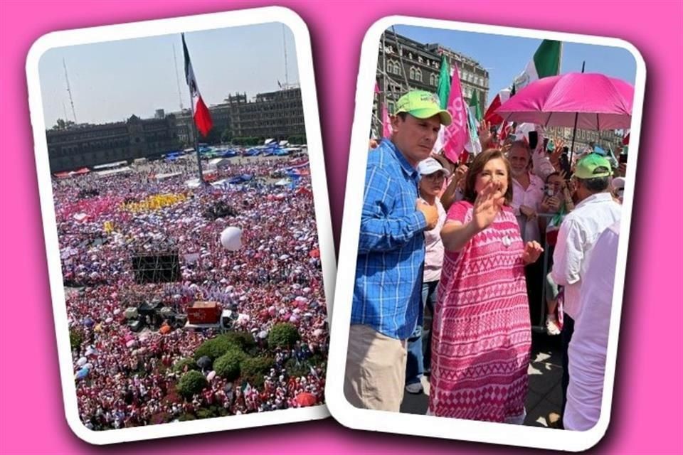 Inunda Marea Rosa Zócalo pide Xóchitl defender democracia