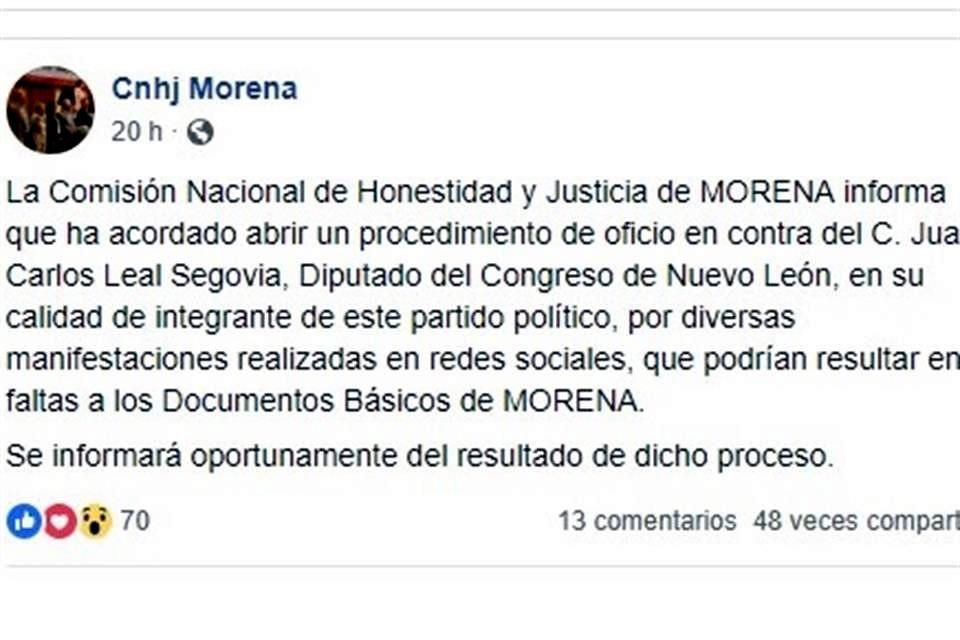 Abre Morena proceso a Diputado