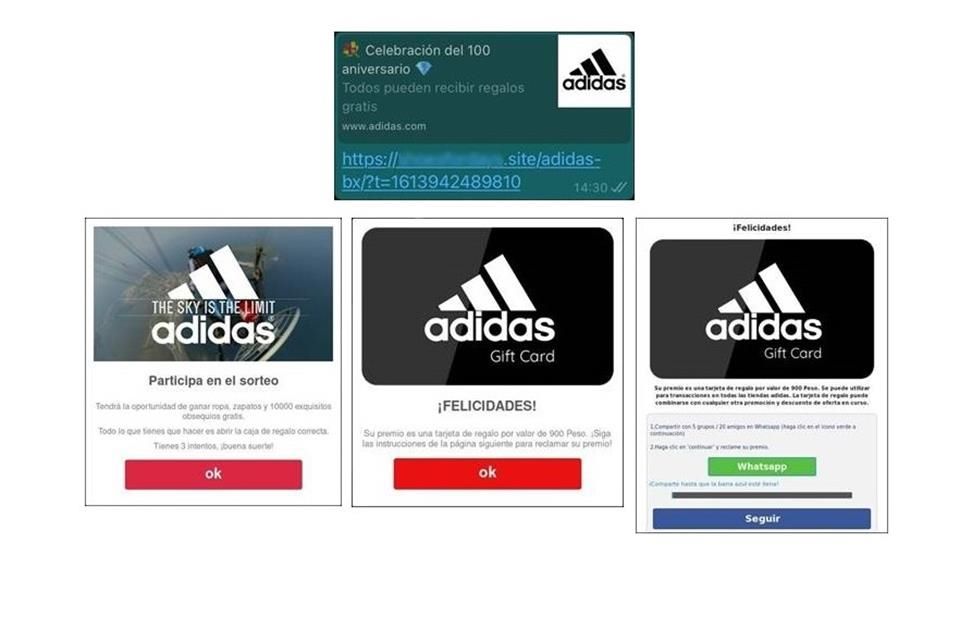 Injerto Robar a Ineficiente Regalos de Adidas? No, es malware vía WhatsApp