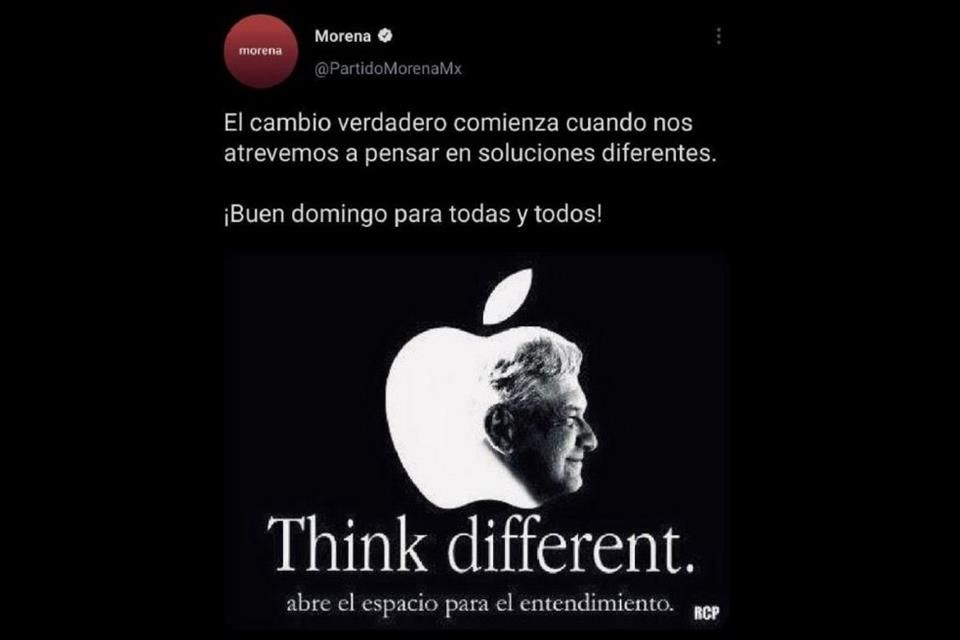 Usa Morena logo de Apple para promover a AMLO