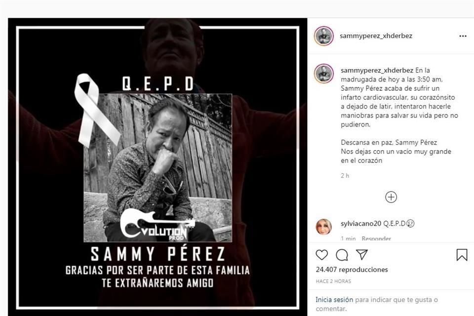 Falleció Sammy Pérez tras batallar con el Covid-19