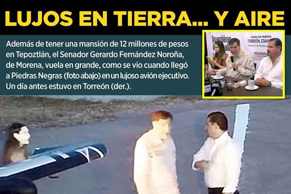 Hace gira Noroña en avión privado